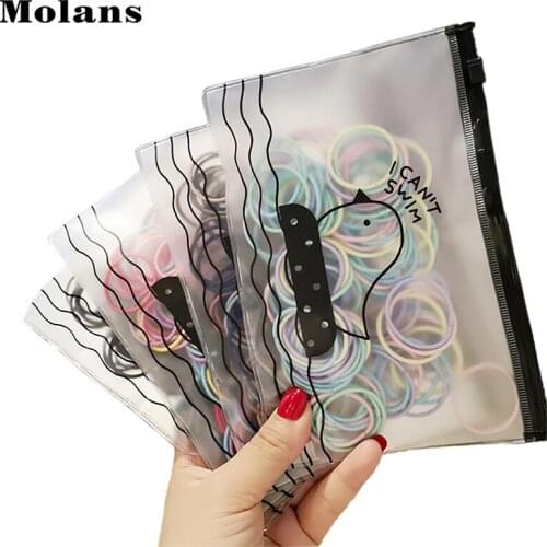 Molans 100pcs Hair Accessories Women Rubber Bands Scrunchies Elastic Hair Bands Girls Headband Decorations Ties Gum for hair