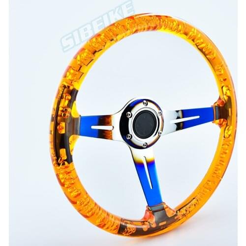 14 inch/350mm Car Auto Vehicle Racing Acrylic Alloy Transparent Ordinary Refits Replacement Titanium Bracket Steering Wheel