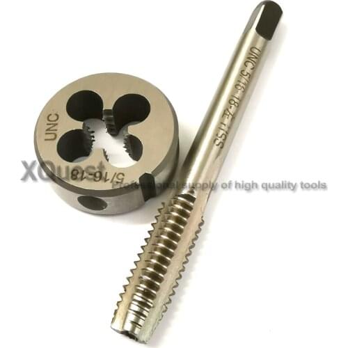 2pcs Unified Left Hand tap and die set unc UNC5/16 5/16 UNC5/16-18 Fine thread taps Round Dies UNF 5/16-24 UNF5/16-24