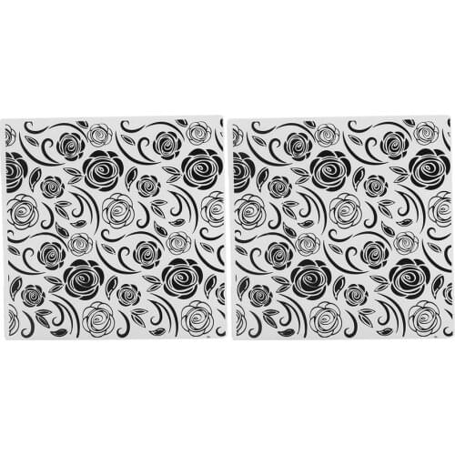 2Pcs EM200 Embossing Folder Rose Pattern DIY Plastic Embossed Template Paper Crafts Rose Embossed Template Embossing Machine