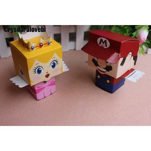 30pcs Cute cartoon Super Marie Bros princess Bride and Groom wedding favors Mario candy box wedding gifts