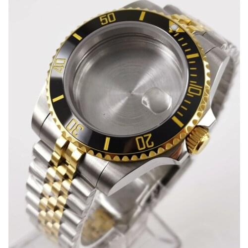 40MM Accessories Parts jubilee Sapphire Glass Rotating Ceramic Bezel Watch Case Fit NH35 NH36 MOVEMENT
