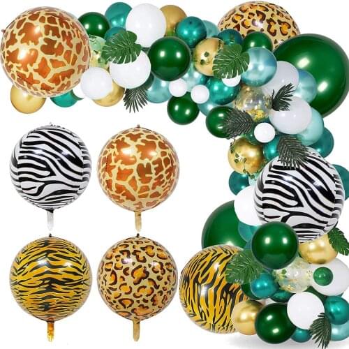 4D Balloons Animal Foil Balloon Leopard Zebra Tiger Giraffe Ballon Jungle Forest Safari Theme Birthday Wedding Party Supplies