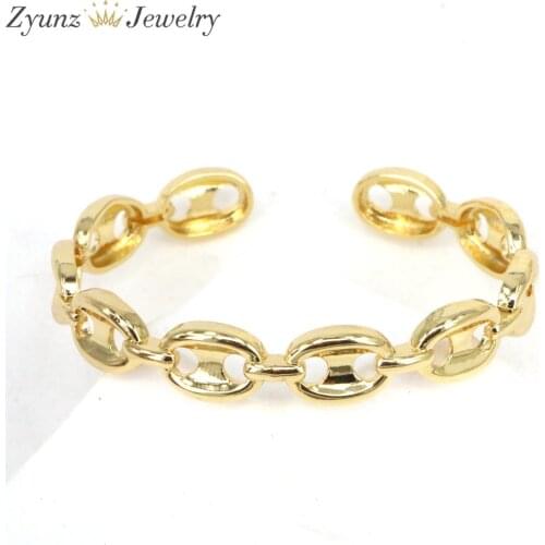 5PCS, Statement Metal Copper Coffee Bean Bracelets Female Bangles for Women 2021 Punk Gold-Color Jewelry