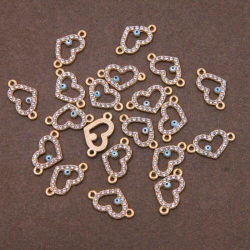 6Pcs Silver Plated Color Love Heart Shape Alloy Connects For Making Necklace Bracelets Gift Fashion Crystal Jewelry Findings