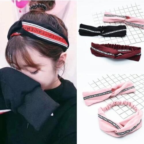 60pcs/lot DIY Simple Multi Fabrics Letters Head Bands Pull The Side HeadBands Hair Styling Tools Accessory HA1521