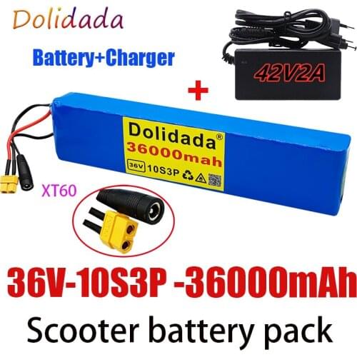 36V 36000mah 10s3p battery 600W 42V 18650 battery pack for Xiaomi m365 Pro eBike bicycle scooter with built-in 20A BMS+ charger