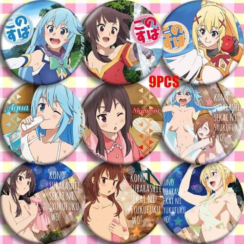 Anime KonoSuba: Gods Blessing on this Wonderful World! Cosplay Bedge Cartoon Collect Badge For Bags Hats Button Brooch Pin Gift