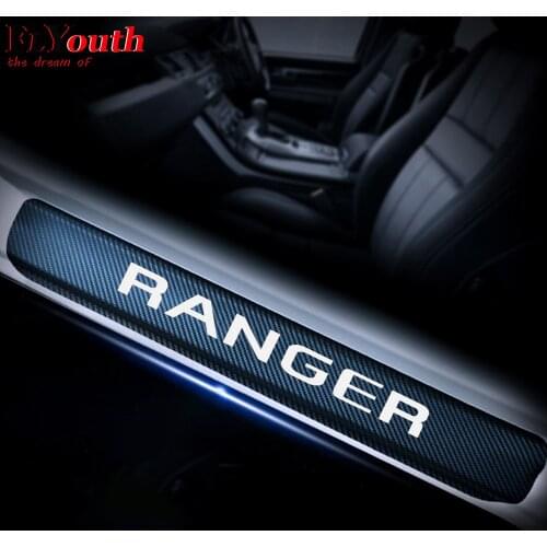 Car Sticker Door Entry Guard Sill Protector For Ford Ranger 4pcs 4D Carbon Fiber Door Sill Auto Accessories