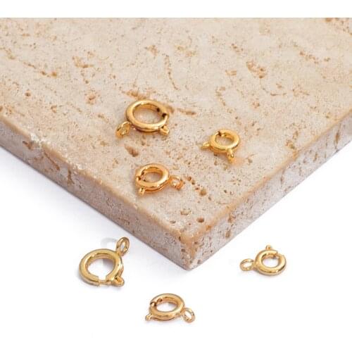 6 7 9mm 1Pc 18K Copper Spring Gate Ring Opening Keyring Leather Bag Belt Strap Chain Buckle Snap Clasp Clip Trigger DIY Jewelry