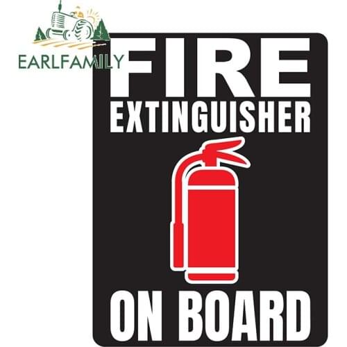 EARLFAMILY 13cm x 9.8cm For Fire Extinguisher on Board Car Motorcycle Stickers Sunscreen Decal Graffiti Sticker Car Accessories