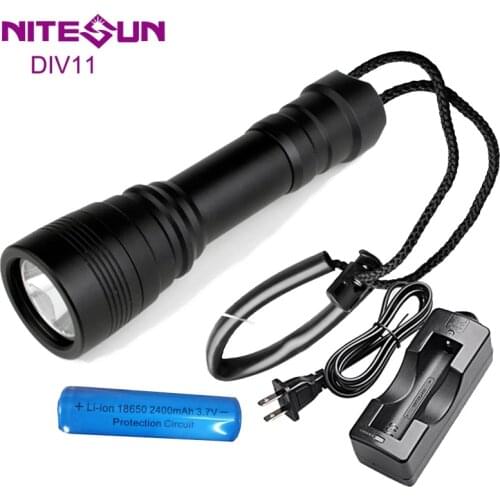 NITESUN DIV11 Diving Flashlight Use CREE latest XM-L2(U4) Max output 1050 lumens Diving Light With battery charger