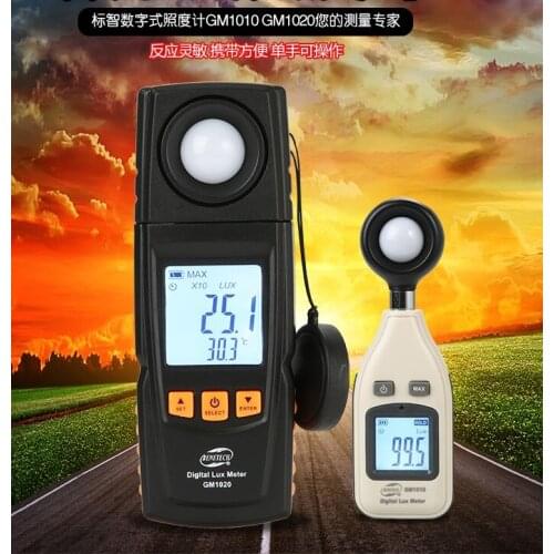 BENETECH Digital Lux Meter 0-200,000 Lux Digital Light Meter Photometer GM1010 GM1020 (No Battery)
