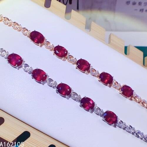Fine jewelry 925 pure silver Chinese style natural pyrope garnet girl exquisite elegant oval gem hand chain bracelet support det