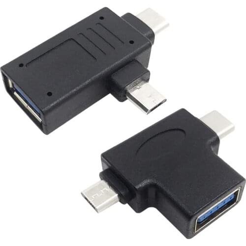2 pcs 2-in-1 Micro USB 3.0 & 2.0 Type C OTG Adapter, USB-C Male Micro USB Male to USB-A 3.0 Female Converter for Android Google