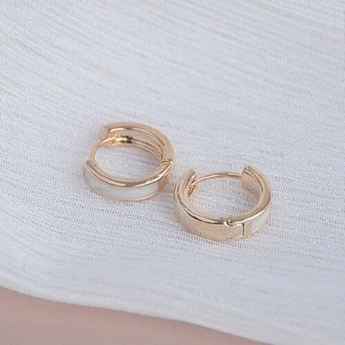Korea Fine Jewelry Simple Commuter Daily Earrings Rose Gold Painting Oil Earring Small Cute Round Earring for Woman