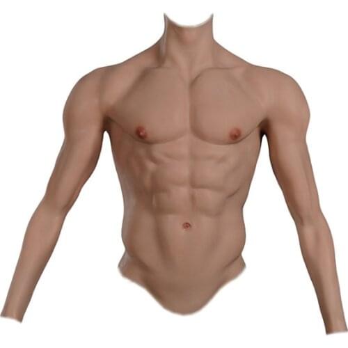 Cosplay Silicone Muscle Suit With Arms For Male Realistic Fake Belly Muscle Macho Men Chest Crossdressing Suit Pechincha Tasse