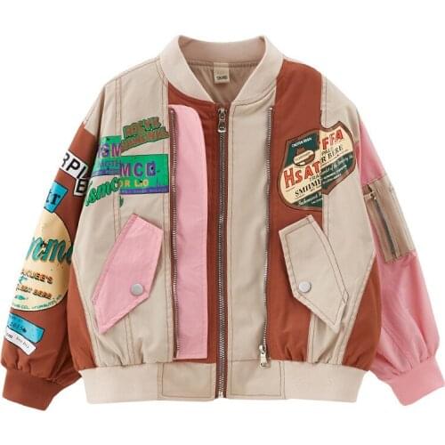 Toddler girl jacket fashion hip-hop jacket for 2-14years girls kid thin cool outerwear clothing child sports clothes