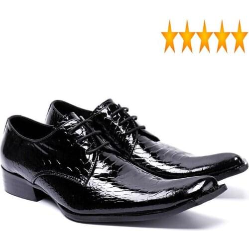Mens Casual Luxury Brand Genuine Leather Square Toe Dress Black Lace Up Fashion Business Work Shoes Man 2021 New