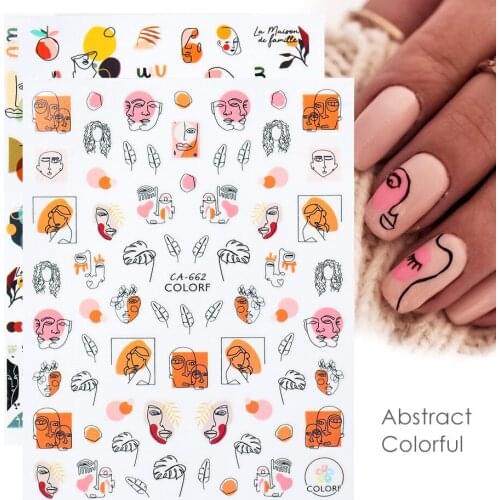 Newest CA 662 663 abstract lady design 3d nail sticker decal export Japan rhinestiones DIY decorations for nail wraps