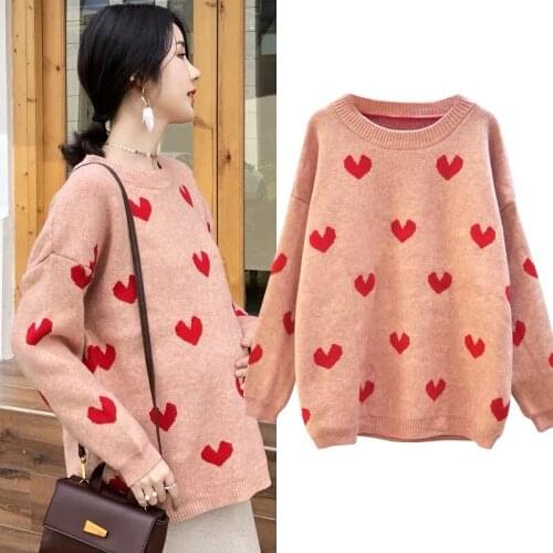 Maternity Clothes 2018 New Sweater Sweater Sleeves Sweet Love Bottoming Wear Fashion Wild Pregnant Clothes Maternity Sweater