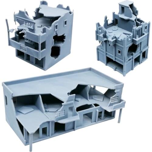 Outland Models Railway Scenery Structure Damaged City House Set (Large) 1:220 Z Scale