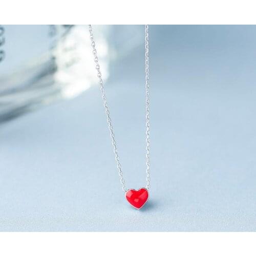 Collar Bijoux Fashion Jewelry Silver Color Red Heart Necklaces Pendants For Women Choker Necklaces Mujer Collares