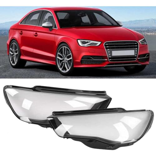 Pair Headlight Lens Cover Replacement PC Transparent Headlamp Shade Fit for Audi A3 (8V)/ RS3