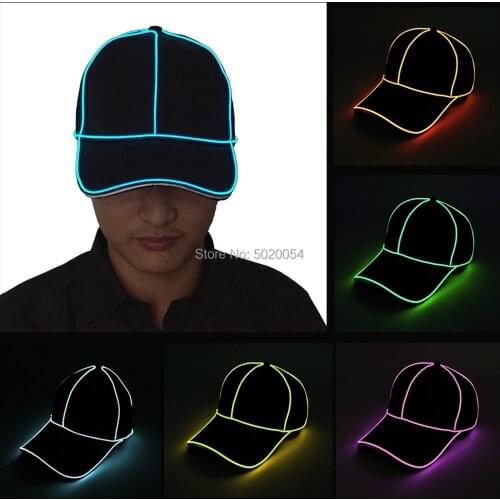Drop Shipping Cool Snapback Lighting EL Caps Baseball Led Luminous Sport Hat Women Men Adult Glow In Dark Caps