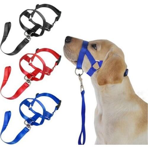 Pet Muzzles Leader Harness Adjustable Dog Halter Leader Belt Dog Collar Head Collar No Pull Bite Straps Training Leash Leader