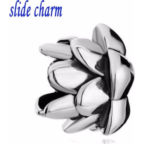 Slide charm Free shipping European and American black and white pine cones Christmas New Arrivals amulet fit Pandora bracelet