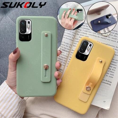Hand Band Silicone Case for Xiaomi Redmi Note 10 9 8 Pro 9T Mi 11 10T Pro Poco X3 F3 Note 10 Lite Phone Holder Stand Soft Cover