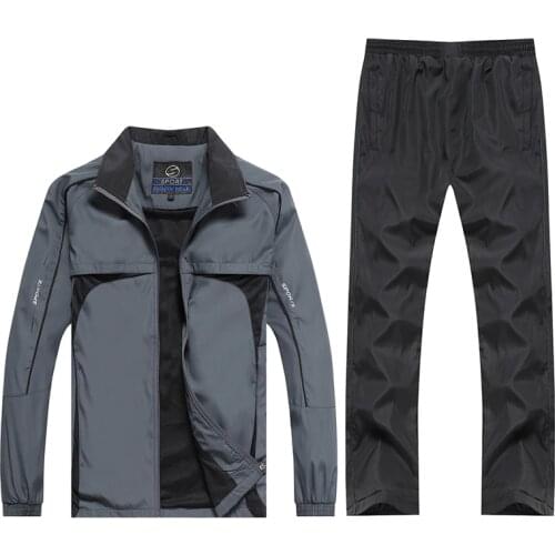 New Mens Sportswear Sets Spring Autumn 2 Piece Tracksuit Sporting Suit Jacket+Pant Sweatsuit Male Fashion Clothing Size L-5XL