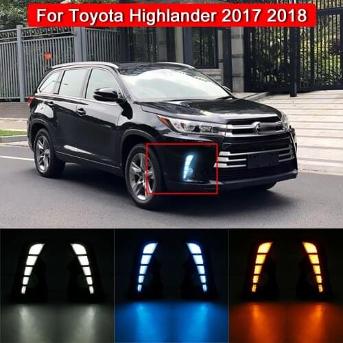 LED Lights for Toyota Highlander 2018 2019 LED Daytime Running Light with Yellow LED Turn Signal Style Relay Waterproof Car