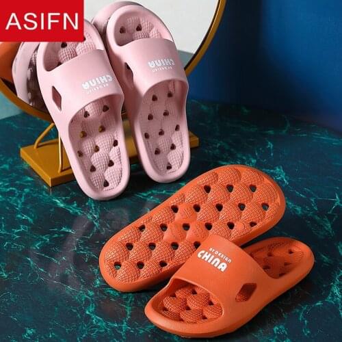 ASIFN Bathroom Slippers Women Summer Non-slip Indoor Home Couples Hollow Quick-drying Household Zapatos De Mujer Ladies Slides