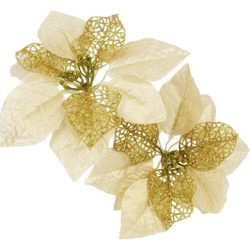 HACOCHU 10PCS/lot 20cm Christmas Tree Topper Ornaments Artificial Fake Flowers for Natale Navidad Xmas Decorations Home Decor