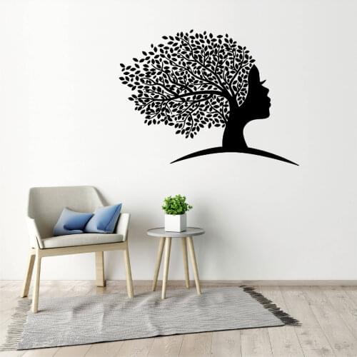 Leaves And Woman Vinyl Stickers Room Decoration Wallpaper Home Wall Decor Sticker For Bedroom Decals CX2154