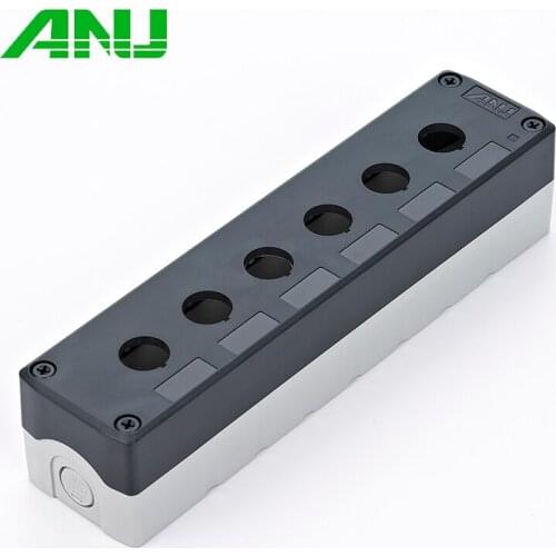 Waterproof PC+ABS 6 Hole Control Box Yellow/Gray IP66 Push Button Switch Box Suit For Emergency Stop Indicator