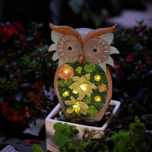 Waterproof Solar Power LED Light Garden Path Yard Lawn Owl Animal Bird Statues Ornament Outdoor Garden Decoration Accessories