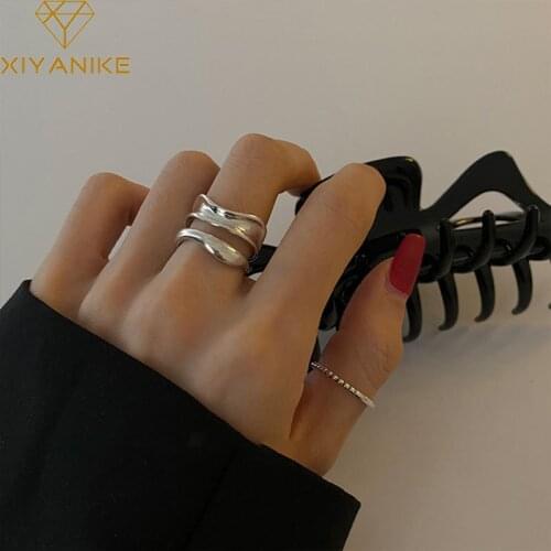 XIYANIKE 925 Sterling Silver Korean Double Layer Wave Ball Ring Female Index Finger Fashion Prevent Allergy Jewelry Patry Couple