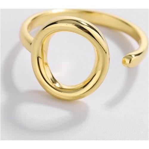 Sole Memory Oval Letter O Hollow 925 Sterling Silver Female Resizable Opening Rings SRI640