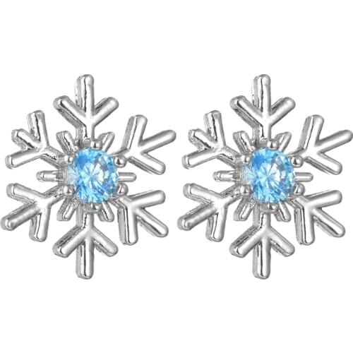 New Korea Crystal Snowflake Stud Earrings for Women Sweet Cute Temperament Shiny Zircon Earrings Girls Christmas Jewelry Gifts