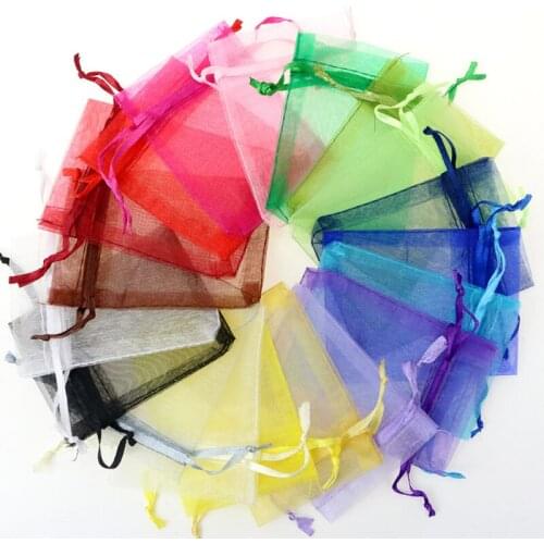 100 pieces (12 sizes) organza bag wedding party bag gift jewelry exquisite gift bag 23 color selection transparent candy bag