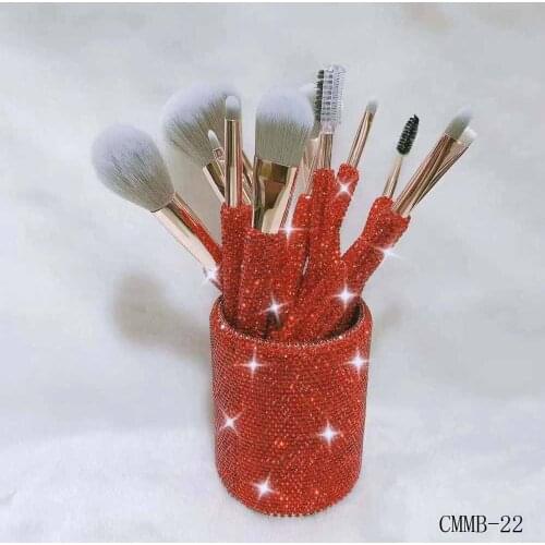 12 Piece Bling Crystal Bling Dazzling Makeup Brushes Set Rhinestone Cosmetic Brush Set with Holder Makeup Beauty Tools