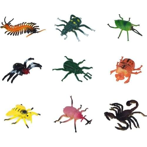 12Pcs Kids Simulated Spider Scorpion Centipede Insect Model Learning Toddler Early Education Cognition Toy Prank Trick Toys