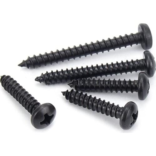 20/100pcs Mini Small Black 304 Stainless Steel Cross Phillips Pan Round Head Self Tapping Wood Screw M1.4 M1.7 M2 M2.2 M2.5 M3