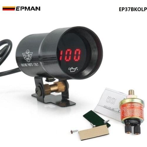 37mm - Compact Micro Digital Smoked Lens Oil Pressure Gauge Black For Honda Civic EK EM Jdm 99-00 EP37BKOLP