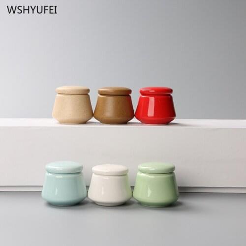 4Pcs Pocket mini tea pot ceramic moisture-proof blush lipstick jar small pill cream cream dispensing box portable small pot tea