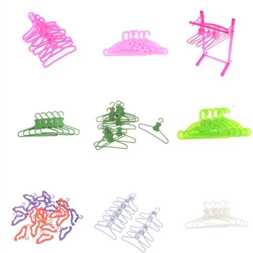 5/6/10/12/20pcs/set Hangers Coat Rack Accessories For Clothes Dress Outfit Skirt Shoes Doll Pretend Play House Gift Toy