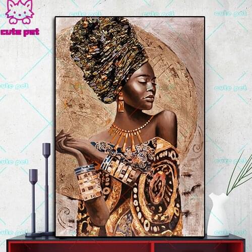 5D Diy Diamond Mosaic African Black Woman Graffiti Art Diamond Painting Full Square Round Diamond Embroidery portrait Girl decor